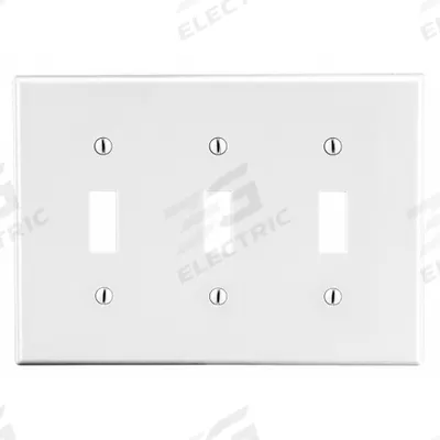 HUBBELL Wall Plate: Toggle, 3 Gang, White - General Purpose Wall Plates