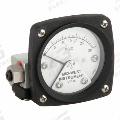 MIDWEST INSTRUMENT Differential Pressure Gauge & Switch: Back, 1/4 in NPT Female, 120 - Medium & High Operating Pressure Differential Gauges with Switch