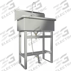 SANI-LAV Scrub Sink: 45 1/2 in Overall Ht, 28 in Bowl Lg, 10 1/2 in Bowl Dp, 2 gpm Flow Rate, 14 ga (MPN 532F1). Key specifications — Includes Side Splash: Side Splash Not Included; Brand: SANI-LAV.