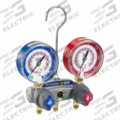 YELLOW JACKET Manifold Gauge: 2 Valves, 0 Hoses, Series Titan - Analog Manifolds