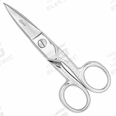 CLAUSS Electricians Scissors: Ambidextrous, 5 in Overall Lg, Serrated, Steel, Pointed - All-Metal Scissors