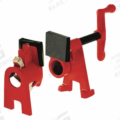 BESSEY Pipe Clamp: Light Duty, 440 lb Clamping Force, 1 1/2 in Throat Dp, Crank Handle - Pipe Clamps