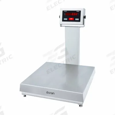 DORAN Industrial Bench Scale: 15 in x 15 in, IP69K, Column-Mounted - Bench Scales with Column-Mounted Indicator