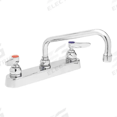 T&S BRASS Low Arc Kitchen/Bathroom Faucet: Brass, Centerset, Deck, 2 Mounting Holes - Centerset Kitchen Faucets