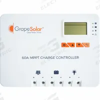GRAPE SOLAR Solar Charge Controller: 60 A Max Current, 150 V DC Max Solar Input Volt, IP32 (MPN GS-MPPT-ZENITH-60). Key specifications — Brand: GRAPE SOLAR; Battery Type: Gel Cell.