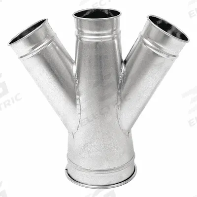 NORDFAB 5"dia 19"L 30° GSteel Double Branch: Steel, For 5 in Duct Dia, 19 in Overall Lg - Branches