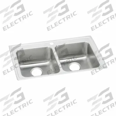 JUST MANUFACTURING Bowl Drop-In Sink: 33 in Overall Lg, 21 1/4 in Overall Wd, 6 in Bowl Dp - One-Bowl Counter-Mounted Kitchen & Bar Sinks without Faucets