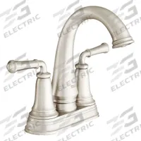 AMERICAN STANDARD Mid Arc Bathroom Faucet: Delancey, Brass, Brushed Nickel Finish, 1.2 gpm Flow Rate (MPN 7052207.295). Key specifications — Includes: Drain; Brand: AMERICAN STANDARD; Series: Delancey.
