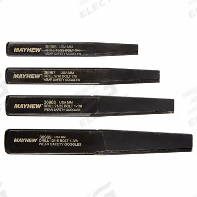 MAYHEW Screw Extractor Set: 4 Pc, Straight Flute - Straight-Flute Extractor Sets
