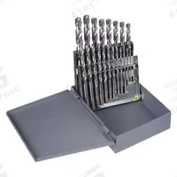 CHICAGO-LATROBE Jobber Length Drill Bit Set: 21 Pc, 1/16" to 3/8" by 64ths, 135° Split Point (MPN 43639). Key specifications — attr1236168: Metal Index; attr1236199: NAS 907 Type B.