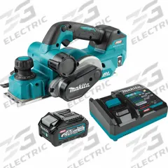 MAKITA Cordless Hand Planer Kit: 40V MAX XGT, Battery Included, 3 1/4 in Blade Wd, 1 Dp Settings (MPN GPK01M1). Key specifications — attr306463: Carbide; attr217145: Battery; attr217139: 4.0 Ah; attr306464: Brushless.