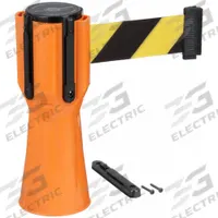 Barrier Tape: Blank, 3/4 ft Overall Ht, 9 in Belt Ht, Plastic, 11 7/8 ft Max Belt Lg, Plastic (MPN TC114-30-MAX-NO-D4X-C). Key specifications — Belt Color: Yellow; Belt Housing Color: Orange; Brand: TENSABARRIER; For Use With Product Type: Traffic Cones; Legend: Blank.