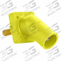 Single Pole Receptacle: Yellow, Angled Taper Nose Mating, Threaded Stud Termination, 600V AC/600V DC (MPN 16R29-1UY). Key specifications — Series: 16; Receptacle Gender: Male; Brand: LEVITON.