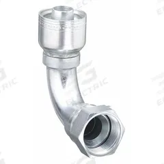 AEROQUIP Hydraulic Crimp Fitting: Steel x Steel, 90° Elbow, -8 For Hose Dash Size, JIC x Crimp (MPN 1AA8FJB8). Key specifications — Fitting Gender: Female x Genderless; Fitting Connection Type: JIC x Crimp; Thread Size: 3/4"-16; For Hose Dash Size: -8; Brand: AEROQUIP.