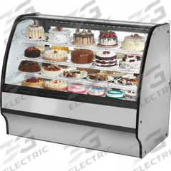 TRUE REFRIGERATION Refrigerated Merchandiser: 49 1/8 in x 59 1/4 in x 39 in, Silver, Curved Glass (MPN TGM-R-59-SC/SC-S-W). Key specifications — attr1277723: TRUE REFRIGERATION; attr1277683: R-290; attr1277691: No; attr1277694: Silver; attr1280716: Curved Glass; attr1280729: TGM.