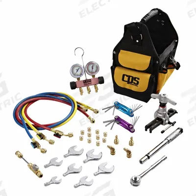 PRO-SET Mini-Split Tool Kit: 2 Valves, 3 Hoses, 2 1/2 in Gauge - Analog Mini-Split Manifold Gauge & Tool Kits