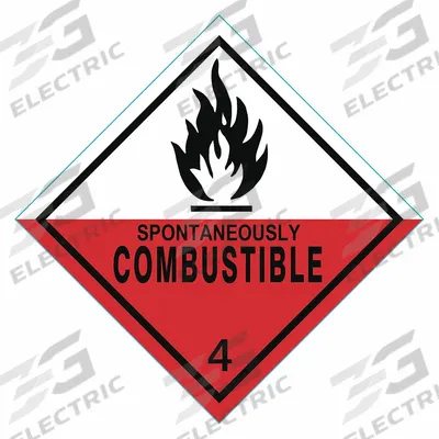 APPROVED VENDOR Container Label: Spontaneously Combustible, 4 in x 4 in, 4 in Label Ht - Class 4: Flammable Solids