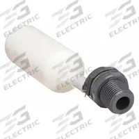 KERICK Float Valve Assembly: For Water Media, Angle Valve Body, Cylindrical, Bulkhead, PVC, MNPT, M (MPN M052). Key specifications — Mounting: Bulkhead; Arm Adjustability: Fixed; Connection Gender - Side 1: Male; Brand: KERICK; Connection Type - Side 1: NPT; Flow Rate: 1.3 gpm @ 40 psi; For Media: Water; Seal Material: Santoprene Rubber.