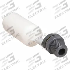 KERICK Float Valve Assembly: For Water Media, Angle Valve Body, Cylindrical, Bulkhead, PVC, MNPT, M (MPN M052). Key specifications — Mounting: Bulkhead; Arm Adjustability: Fixed; Connection Gender - Side 1: Male; Brand: KERICK; Connection Type - Side 1: NPT; Flow Rate: 1.3 gpm @ 40 psi; For Media: Water; Seal Material: Santoprene Rubber.