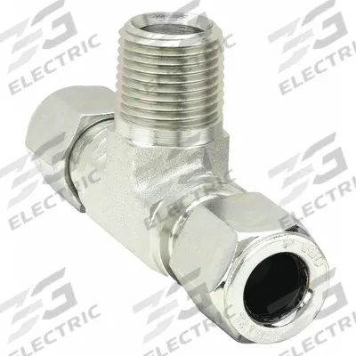 PARKER Compression Tee Fitting: 1/2 in OD x 1/2 in OD x 1/2 in Pipe Size, 1/2"-14 Thread Size - Flareless Bite-Type Steel Compression Fittings