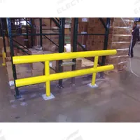 IDEAL SHIELD Guard Rail System: Mid-Rail Included, Straight, 36 in Top Rail Ht, 18 in Mid-Rail Ht (MPN HGR-2-096-36-P). Key specifications — Color: Yellow; Material: Steel; Rail Mounting Style: Floor Mounted; Includes Mid-Rail: Mid-Rail Included.