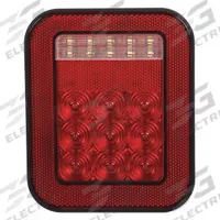 MAXXIMA Stop/Turn/Tail Light: LED, Stop, Turn, and Tail Combo Light, Red, Rectangular, Stud, IP67 (MPN M42221). Key specifications — Standards: SAE J1395; Electrical Connection: 18 AWG Blunt Cut Leads; Brand: MAXXIMA; Installation Type: Permanent; Lens Color: Red; Mount Type: Stud; Lighting Technology: LED; Light Type: Stop, Turn, and Tail Combination Light.
