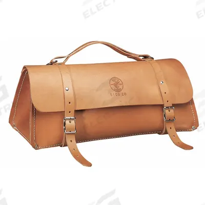 KLEIN TOOLS Tool Bag: 24 in W x 8 in D x 8 in H, Brown, Leather, 0 Pockets - Leather Wide-Mouth Tool Bags