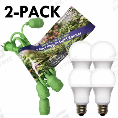 LED Grow Light Cord System: Bulb Included, For Bulb Type A, 120V AC, LED, Linkable - String Fixture Kits