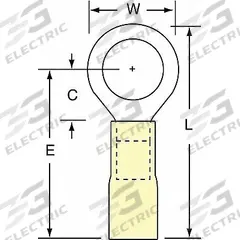 3M Ring Terminal: Yellow, Heat Shrink Insulation, 3/8 in Stud Size, 12 AWG to 10 AWG Wire Sizes (MPN MH10-38RK). Key specifications — Brand: 3M.