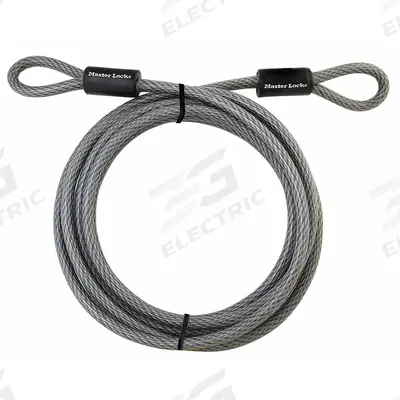 MASTER LOCK Security Cables: Coiled Cable, 15 ft Lg, 3/8 in Cable Dia