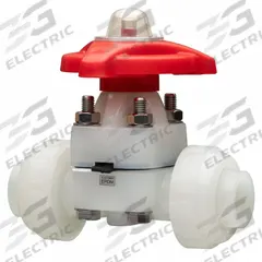 ASAHI Diaphragm Valve: 1 in, PVDF, 2-Way, 150 psi Max Pressure (CWP), PTFE (MPN 1544010). Key specifications — Diaphragm Material: PTFE; Brand: ASAHI.