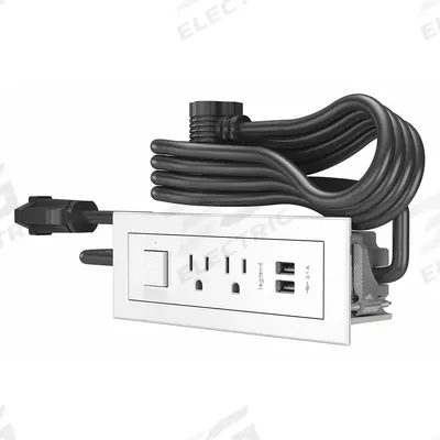 LEGRAND Furniture Power Outlet: 2 Outlets, 10 ft Cord Lg, White, 5-15R, 7.13 in Wd - Furniture Power Strips