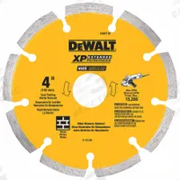 DEWALT Diamond Saw Blade: 4 in Blade Dia., 5/8 in Arbor Size, Dry, For Angle Grinder/Masonry Saw (MPN DW4710). Key specifications — attr1097734: Dry; attr1097738: Angle Grinder; attr1097751: DEWALT.