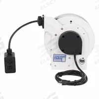 KH INDUSTRIES Cord Reel: Ratchet Lock, 25 ft Cord Lg, 12 AWG, SJOW, 5-20P Cord Lg, 5-20P, White (MPN RTAN3LW-WDD520-J12F). Key specifications — Retractable Cord Ending NEMA Configuration: 5-20P; Feeder Cord Ending NEMA Configuration: 5-20P; Brand: KH INDUSTRIES.