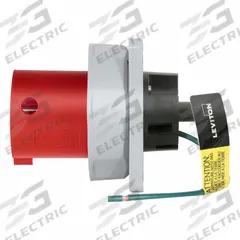 LEVITON Pin and Sleeve Inlet: Red, 277/480V AC, Three Phase, 100 A, 4 Pole, 5 Wire, IEC Grounding (MPN 4100B7WLEV). Key specifications — Brand: LEVITON.