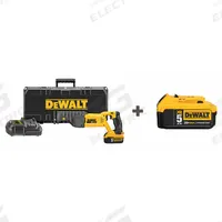DEWALT Reciprocating Saw Kit: 1 1/8 in Stroke Lg, 3,000 Max. Strokes per Minute, Orbital, Brushed (MPN DCS380P1, DCB205). Key specifications — attr1170520: Brushed.