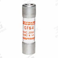 MERSEN Fuse: GFN Series, Midget, Time-Delay, 4 A, 250 V AC, 13/32 in x 1 1/2 in, Indicating (MPN GFN4). Key specifications — Series: GFN; Brand: MERSEN.