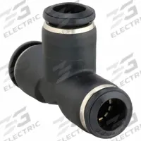 AIGNEP USA Push-Fit Tee Fitting: 8 mm OD x 8 mm OD x 8 mm OD Size, Nylon, 1 3/4 in Overall Lg, Black (MPN 55230-8). Key specifications — Brand: AIGNEP USA.