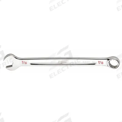 MILWAUKEE Combination Wrench: Chrome Vanadium Steel, Chrome, 7/16 in Head Size - SAE 12-Point Combination Wrenches