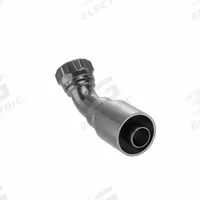 PARKER Hydraulic Crimp Fitting: Steel x Steel, 45° Elbow, -20 For Hose Dash Size, JIC x Crimp (MPN 13777-20-20). Key specifications — Fitting Gender: Female x Genderless; Fitting Connection Type: JIC x Crimp; Thread Size: 1-5/8"-12; For Hose Dash Size: -20; Brand: PARKER.