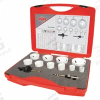 ROTHENBERGER Hole Saw Kit: 12 Pieces, 38 mm Max. Cutting Dp, High Speed Steel, 7 Teeth per Inch (MPN 126304). Key specifications — attr1098178: 7; attr1098172: ROTHENBERGER.