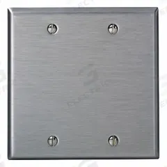 LEVITON Wall Plate: Blank, 2 Gang, Std Size (MPN 84025). Key specifications — Brand: LEVITON; Material: Stainless Steel.