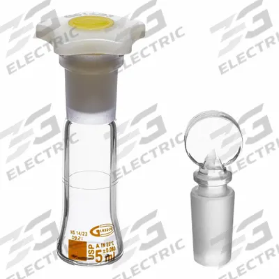 UNITED SCIENTIFIC SUPPLIES Glass Flasks: 5 mL, Colorless, Round, A, +/-0.06 mL - Glass Volumetric Flasks
