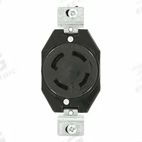 LEVITON Flush Mounting Lock Receptacle: Non-NEMA, Black, 250V AC, 30 A Current Rating, 3 Poles (MPN 3430-G). Key specifications — Brand: LEVITON.