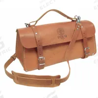 KLEIN TOOLS Tool Bag: 18 in W x 8 in D x 8 in H, Brown, Leather, 0 Pockets, 0 Inside Pockets (MPN 5108-18). Key specifications — Color: Brown; Brand: KLEIN TOOLS; Material: Leather.