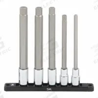 SK PROFESSIONAL TOOLS Socket Bit Set: 1 - 25 Pieces, 1/2 in Drive Size, 5 Pieces, 8 in Overall Lg (MPN 41255). Key specifications — attr1216280: Replaceable Insert; attr1216283: SK PROFESSIONAL TOOLS; attr1225718: 5/16 in to 5/8 in; attr1227491: 1/2 in.