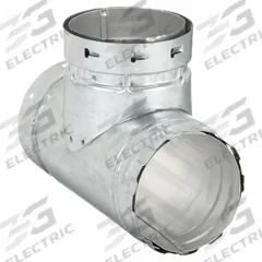 Duct Tee: 4 in Duct, 8 7/8 in Lg, Steel, Category I, Outer Galvanized Steel w/ Inner Aluminum Liner (MPN 4ET). Key specifications — Finish: Galvanized; Brand: AMERI-VENT; Product Type: Tee; Material: Steel; Connection Type: Interlocking Bracket; Vent Material: Outer Galvanized Steel w/ Inner Aluminum Liner.