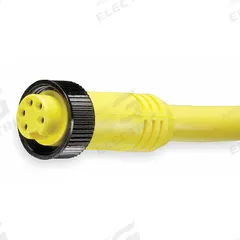 Cordset: 7/8"-16 Female Straight x Bare Wire, 5 Pins, Yellow, PVC, 6 ft Cable Lg, 16 AWG Wire Size (MPN 105000A01F060). Key specifications — Cable Jacket Color: Yellow; NEMA Rating: 6P; Cable Jacket Material: PVC; IP Rating: IP67; Wire Size: 16 AWG; Brand: BRAD HARRISON.