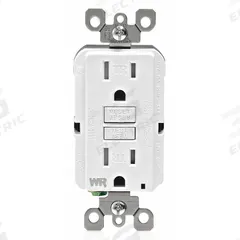 LEVITON GFI Receptacle: Decorator Duplex, 5-15, White, GFCI, 125V AC, 15 A, 2 Pole / 3 Wire (MPN GFWT1-W)