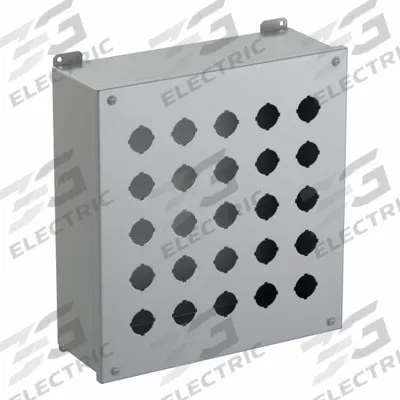 HAMMOND Push Button Enclosure: 30mm, 25 Holes, Carbon Steel - Enclosures for 30mm Operators